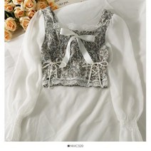 구김없는 여성 블라우스 진짜가나타났다 장세진 오연두 패치 워크 컬러블록 스퀘어 긴 소매 레이스 패션 셔츠
