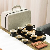 세라믹 일본 식여행 다도 슈트 블랙 심플가 사용자 휴대용다기세트, T04-SKU4블랙업 사이드그립 주전