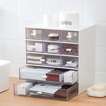 쌓아올리는 서랍함 미니서랍 수납함 책상정리 정리함 플라스틱 칸막이 멀티박스 수납, 화이트 1칸
