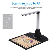 북스캐너 비파괴 고속 휴대용 문서 책 조정 가능한 USB 이미지 카메라 10mp hd a4 a5 a6 교육 부스용 물리적 프로젝터 JX, 10억 화소