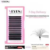 a형 a컬 속눈썹 인조 가닥 셀프 Veyes Inc- 패닝 연장 Veyelash 러시안 볼륨 빠른 블룸 개화 내추럴 메이크업 뷰티, [02] D, [03] 0.07mm, [02] 10mm