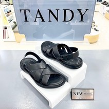 [탠디] 남성 블랙 경량쿠션가죽라인포인트5cm샌들(y2v20042a)