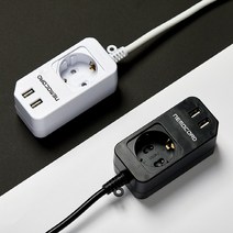 네모탭 USB 네모코드 1구 2포트 2.1M USB충전 멀티탭 휴대용, USB 네모코드 블랙