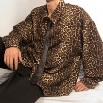 DAPANDA 한국얼짱긴팔꽃셔츠 남항스타일시크쉬폰호피셔츠 핏이 루즈하게 떨어지는