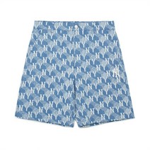 MLB 남성 큐브 모노그램 프린트 데님 버뮤다 팬츠 NY L.SKY BLUE 262699