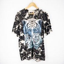 (빈티지홍)락이글 호랑이 프린트 남성 반팔 티셔츠 L