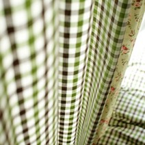 [천삼백케이] [바이아미엣홈] 컨츄리 그린체크 커튼 - s 사이즈 (기장150cm) 핀스타일