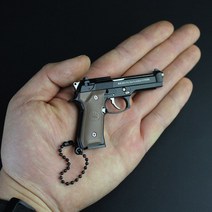 모형 금속 BERETTA92F열쇠고리 모바일게임 무기 군사 걸이식 선물, T04-에어캡 세트 92F열쇠고리+모조가죽 세트