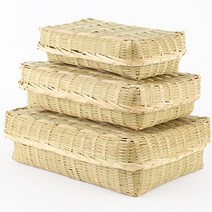 대나무 직사각 석작 한과바구니 대나무함 한과상자 폐백 떡바구니 명절, 소(가로35cm)