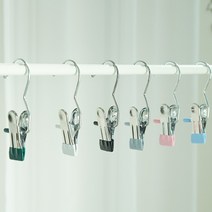 이뿜미뿜 스텐 후크 클립 바지걸이 집게 고리 치마 옷걸이 빨래집게 외집게, 20개, 블랙