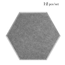 자기 접착 패널 음향 처리 12pcs 사운드 흡수 룸 방음 벽 스티커 트림 그라스울 130351, Large hexagon, 35-Moonlight Grey, 8mm Medium Density