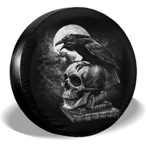 지프 카시트 커버Skull Spare Tire Cover Sugar 지프 스페어 타이어 커버 할로윈 선물 재미있는 백업 카메, 09 금_04 17in
