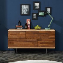 피엘 1200 2단 거실장 고무나무 멀바우 원목 높은 서랍형 북유럽 인테리어 모던 우드