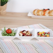 위시하우스 도자기 젠 3칸 나눔접시, 화이트, 2개