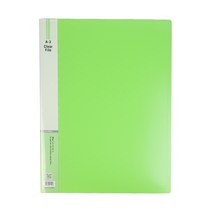 플러스샵 A3 클리어화일 6색상 PP 속지20매입, 연두5개