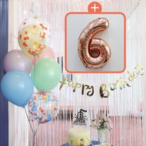 e베이비랜드 생일파티 4종세트 _ 파티용품, 생일파티 4종세트(파스텔)_숫자풍선(로즈골드)_6