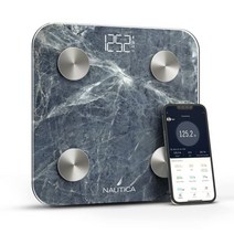 노티카 Nautica NOUTICA 스마트 스케일 체지방 디지털 LED 디스플레이 전신 구성 분석기 BMI 수분 비율 근육량 신체 추적기 멀티유저 블루투스 와이파이스톤 블루, Stone Blue