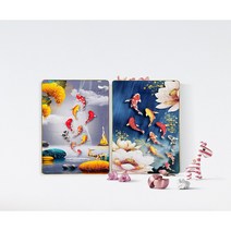 연꽃 구어도 하이그로시 큐빅 그림액자 40X60, 블루