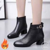 도오빠 WXB2 여성 가죽 앵클 부츠 기모 워커 키높이 5cm 통굽 안감 겨울 여자부츠 발편한 신발