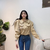 이엘이엘 / (2color) 프릴 러플 카라 코듀로이 블라우스