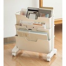 더 공부 책트롤리 책카드 좁은 공간 활용 책수납 이동식 책꽂이, 화이트