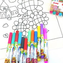 패브릭마카 12색 색칠 에코백 캔버스 부직포 미술놀이 DIY 꾸미기 캐릭터 유아 어린이집 유치원 초등학교 수업 방과후 돌봄교실, 패브릭마카(12색)