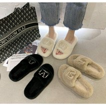 슈샤 겨울 털슬리퍼 여성 토끼털 사무실 큐빅 퍼슬리퍼