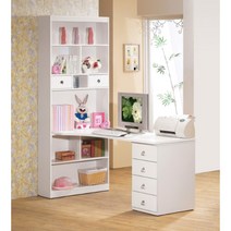 넓은 책장서랍형 아이방 코너 스터디 책상 1600(4색) 1인 일인용 멋진 원룸, 웬지화이트