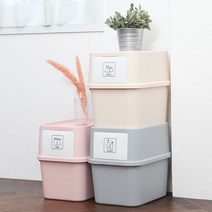 올리오 가정용 파스텔 재활용 분리수거함 쓰레기통 40L 중형 1개, 라이트그레이