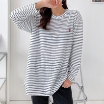 캣츠원피스 캣츠원피스 데일리 면 스트라이프 긴팔 롱티 1장+1장