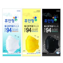 [휴안청] 국내생산 KF94 황사방역마스크 중형 90매, 블랙