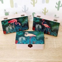 플라밍고 원목 미니 보석상자 수동 오르골 부엉이 케이크 뮤직박스 인테리어 소품 디자인 아이디어 상품, 딸기케잌