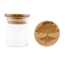 Hakuna Supply - Glass Storage Jars with Airtight Bamboo Lid Multi-Use Containers for Herbs Tea Ca, 1