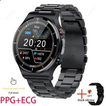 남자 여자 남녀 공용 스마트 워치 시계 밴드 ECG PPG 건강 혈당 혈액 산소 IP68 방수 온도계, [03] Black Steel
