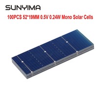 태양광 패널 인버터 설치 태양열 SUNYIMA 100PCS 52*1 mm 0.5V 0.24W 전지 단결정 시스템 Diy 광전지 휴대용 전지 광, 단일옵션