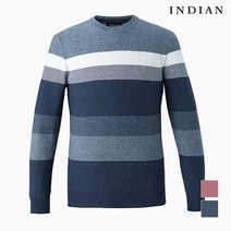 인디안 컬러 배색 캐주얼 라운드 니트 MIVBRWS1171