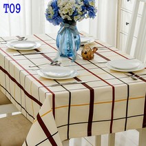 SKANDSALO 식탁보 모던 체크무늬 심플 도트 스트라이프 순면 캔버스 티테이블보 성탄 인테리어 테이블 천다기, T09-체크-베이지, C09-120*160