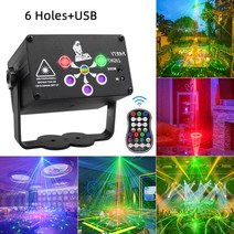 미니빔프로젝터 캠핑용 휴대용 가정용 디스코 조명 RGB LED 레이저 무대 빔 라이트 DJ 볼 이동 헤드 스트로브 효과 USB 파워 프로젝터 램프, 4.6 Holes USB