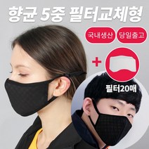 마스크 패턴 4종 성인용 블랙 필터교환 필터20매같이배송 4중여과마스크 발수가공