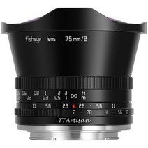 TTArtisan 티티아티산 7.5mm f2 광각 어안 렌즈 소니 캐논 니콘 후지 크롭렌즈, 블랙, L마운트