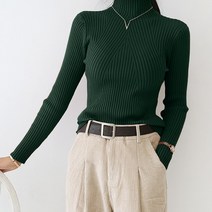 데일리앤 위빙 반폴라 슬림핏 골지 니트