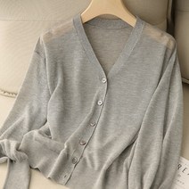 핫핑크니트 하트넥 자주 반짝이 눈꽃 버건디 카디건 여성 얇은 태양 방지 여름 단순 캐주얼 솔리드 기질 싱글 브레스트 쉬어 휴가 의류