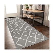 Homcomoda 복도용 러너 러그 66cm x 180 3cm(26인치 71인치) 부분 미끄럼 방지 세탁 가능한 바닥 매트 입구 실내 주방 침실 세탁실용, 26”x71”, 회색.