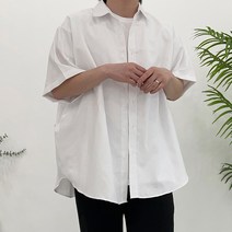오버핏 옥스포드 반팔셔츠 남자 반팔셔츠남방 루즈핏