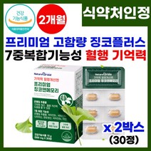 뇌 영양제 징코 플러스 혈행 혈액 순환 기억력 개선 증진 도움 건망증 손 발 저림 예방 뇌 혈관 혈행 건강 영양제 식 약 처 인증 징코플러스 징코민 징코비 50대 60대 추천, 2박스, 30정