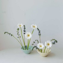 수리브 연잎 꽃꽂이 수반 인테리어 화병 도자기 ceramic #7 8, 크림