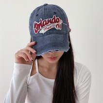 블루씨티 y2k 올란도 빈티지 자수 패치 워싱 볼캡 모자