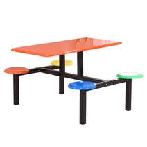 학교 학생 직원 매점 일체형 식탁 회사 직원 테이블, 4인용보드접합멜라민보드오프화이트