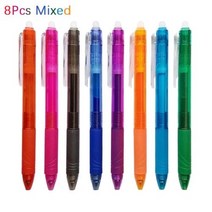 볼펜지우개 지워지는 비밀펜 수정테이프 8 개대 지울 수있는 젤 펜 총알 팁 프레스 유형 대용량 리필 막대 색 쓰기 그림 세척 가능한 핸들, 8Pcs mixed pen