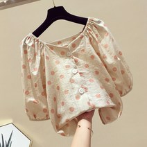 도트 블라우스 반팔 루즈 아이버리아 A31 N762W661